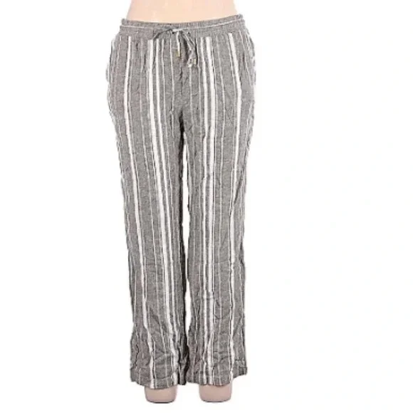 Ellen Tracy Stiped Linen Pants - Picture 1 of 7